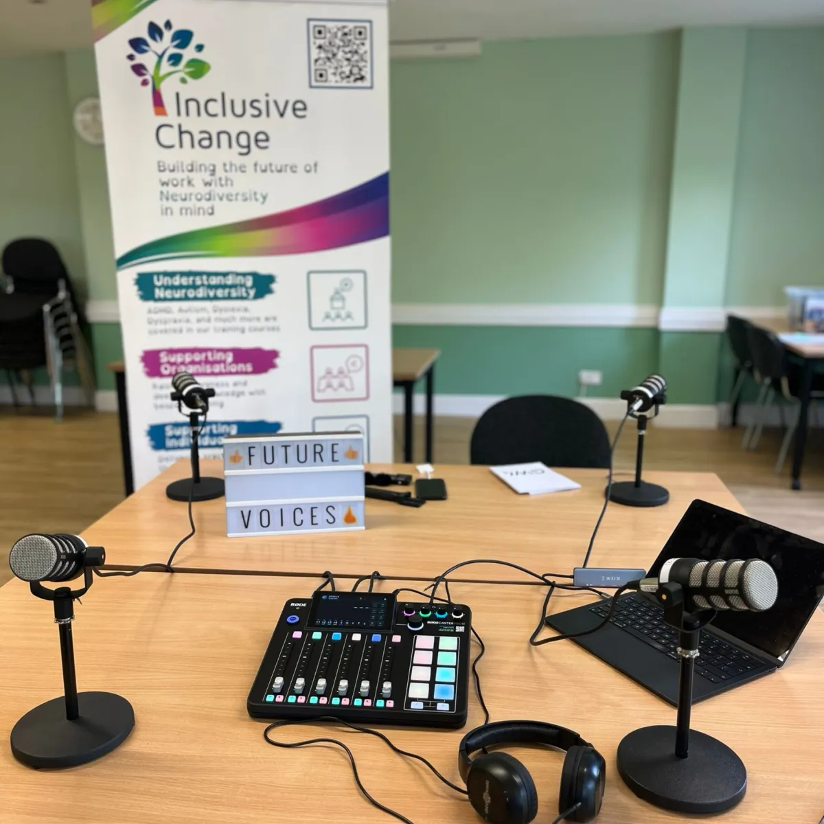 Podcast set up for Future Voices