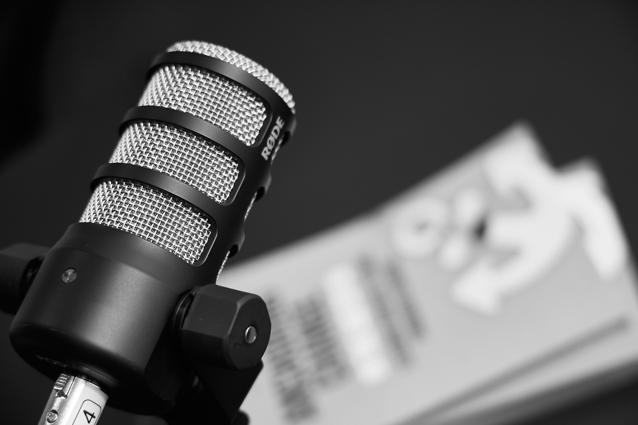 Microphone at podcast recording session
