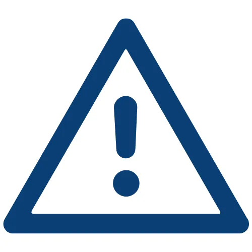 Triangle with an exclamation point inside to represent a "crisis"