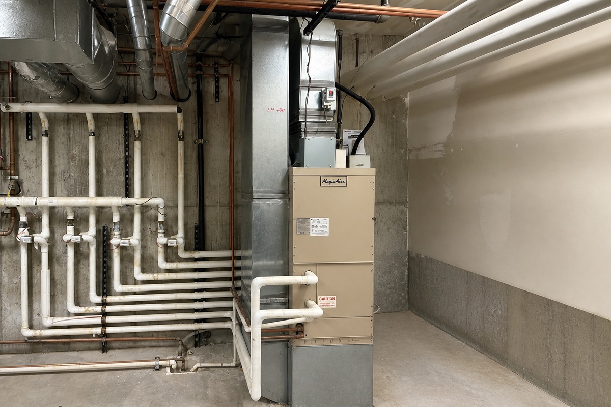 HVAC contractor servicing heating and cooling equipment
