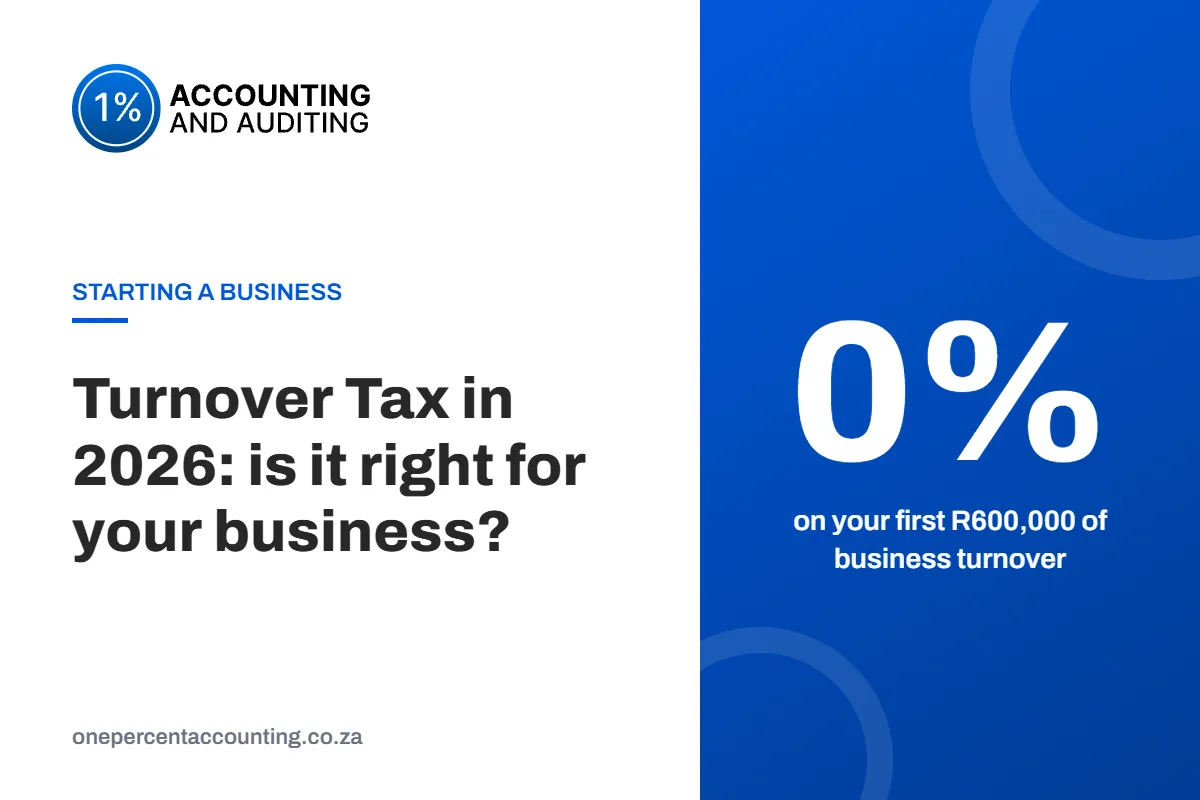 Turnover tax in 2026: 0% on the first R600,000 of business turnover