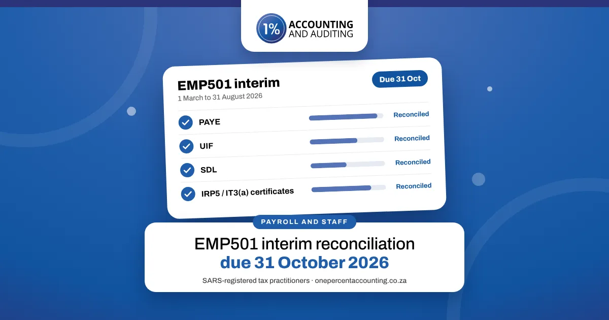 EMP501 interim reconciliation due 31 October 2026, 1% Accounting