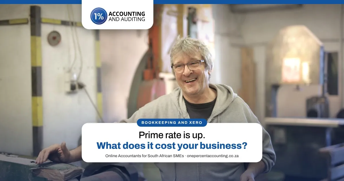 Smiling workshop owner at his machine, what the prime rate hike costs your business, One Percent Accounting
