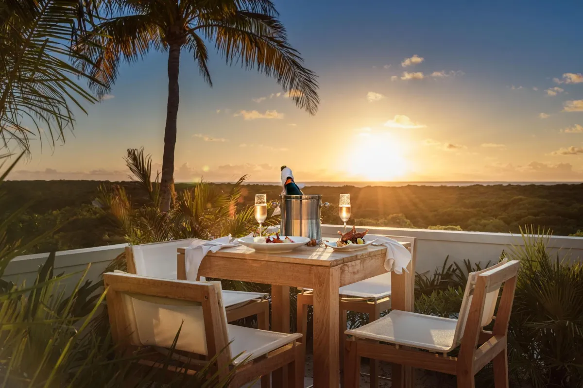 Dining at Ambergris Cay with a View