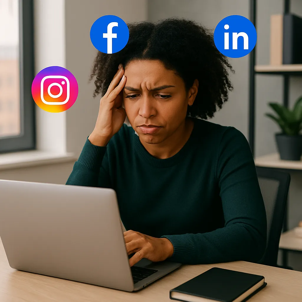 A businessman is holding a laptop and looking up.