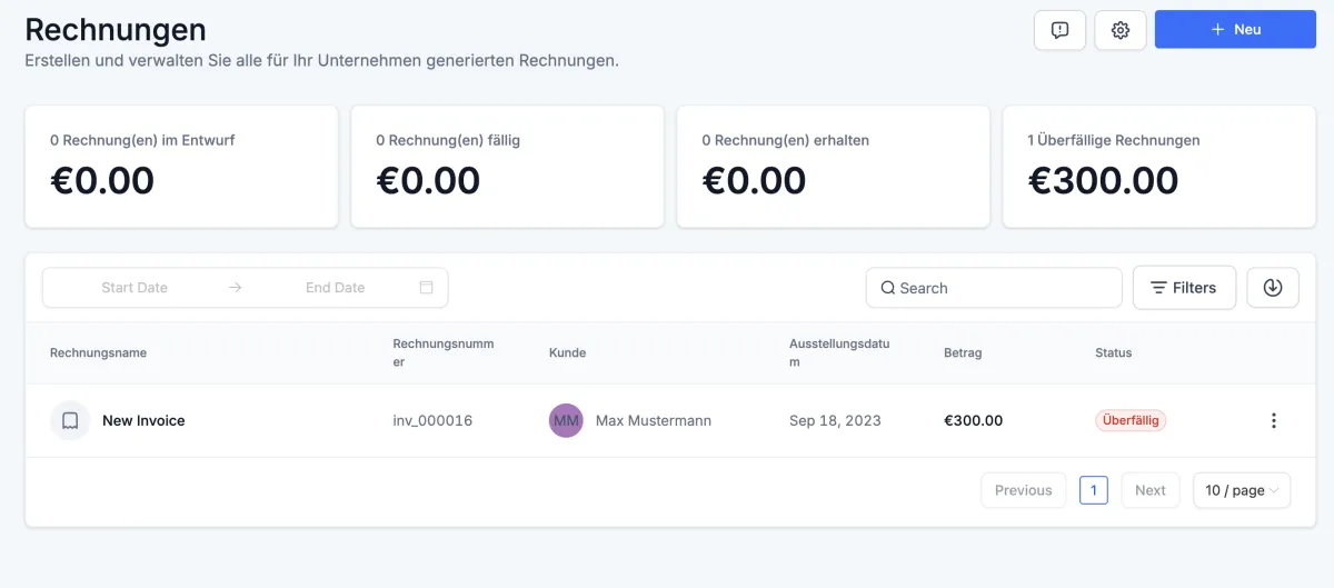 Rechnungsstellung NetFad