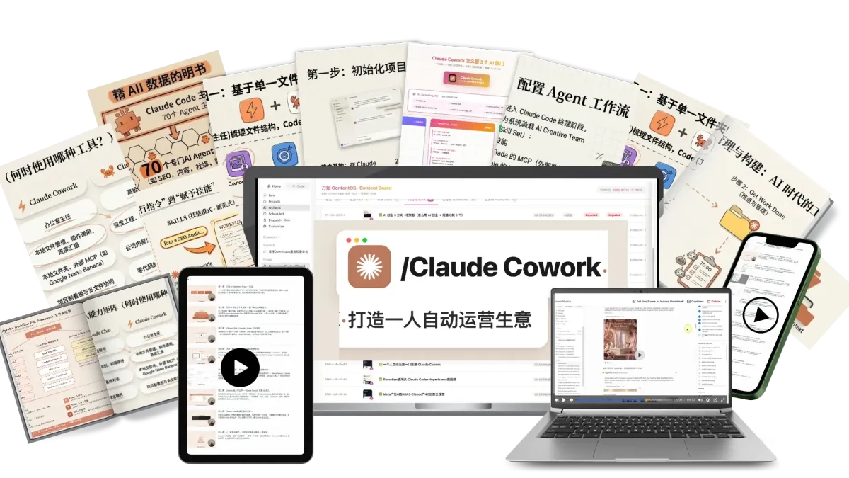 AI 一人自动营 · Daojie · Every Business · 4 Modules · 36 Lessons · Claude Cowork 完整课程
