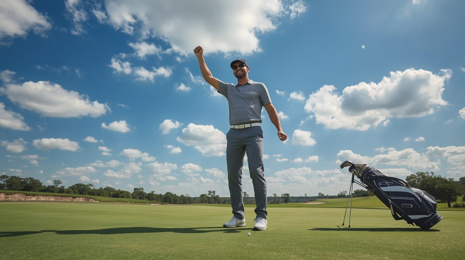 Golfer swinging on a sunny Dallas Fort Worth golf course, representing the journey to breaking 90