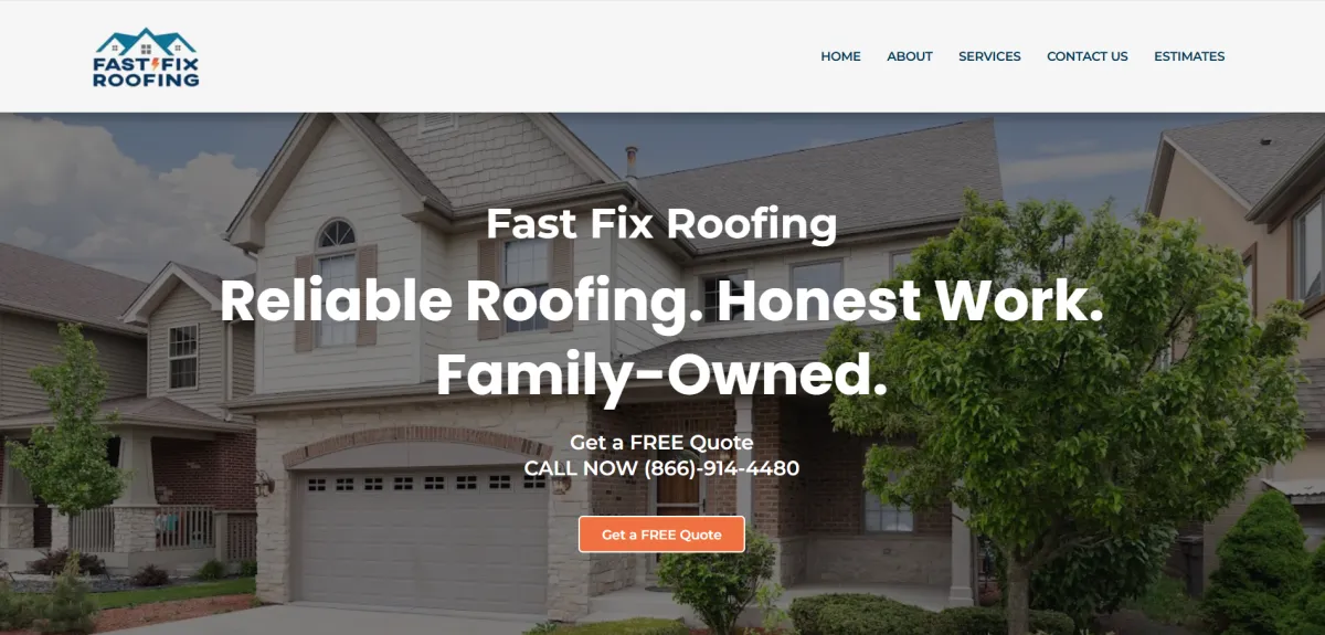 Fast Fix Roofing's Landing Page