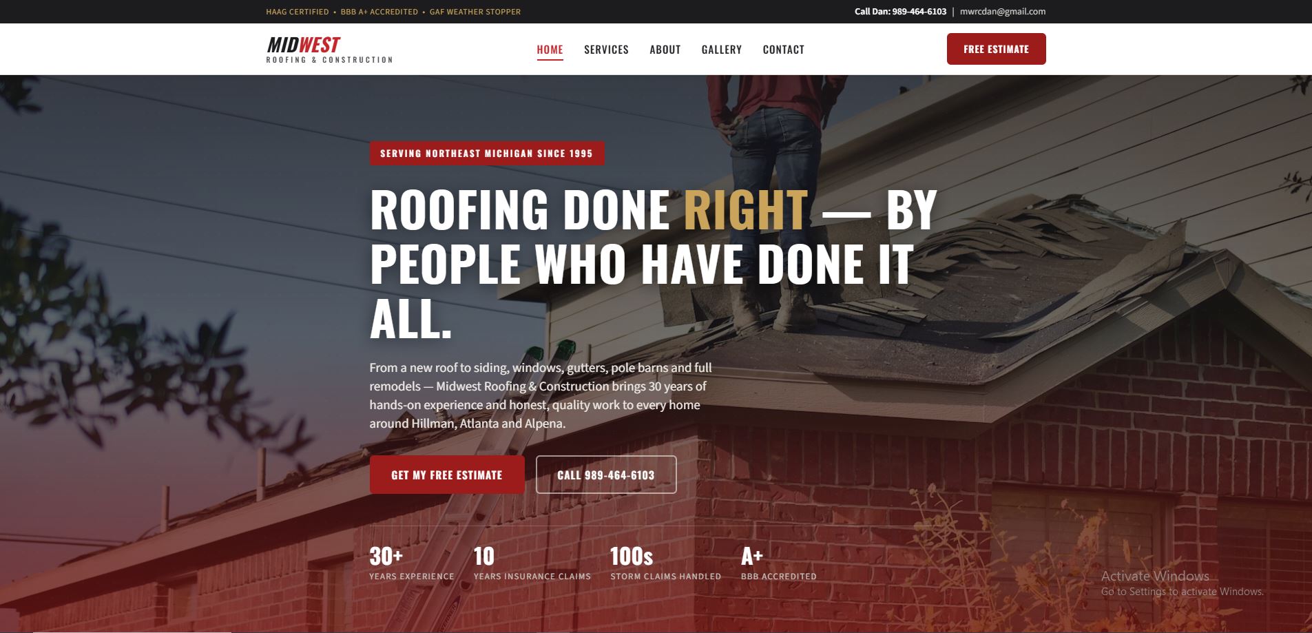Midwest Roofing & Construction Landing Page