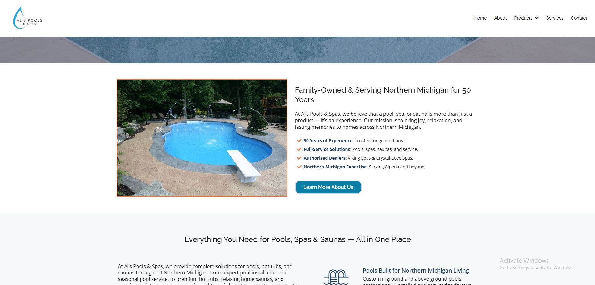 Al's Pools & Spas Landing Page