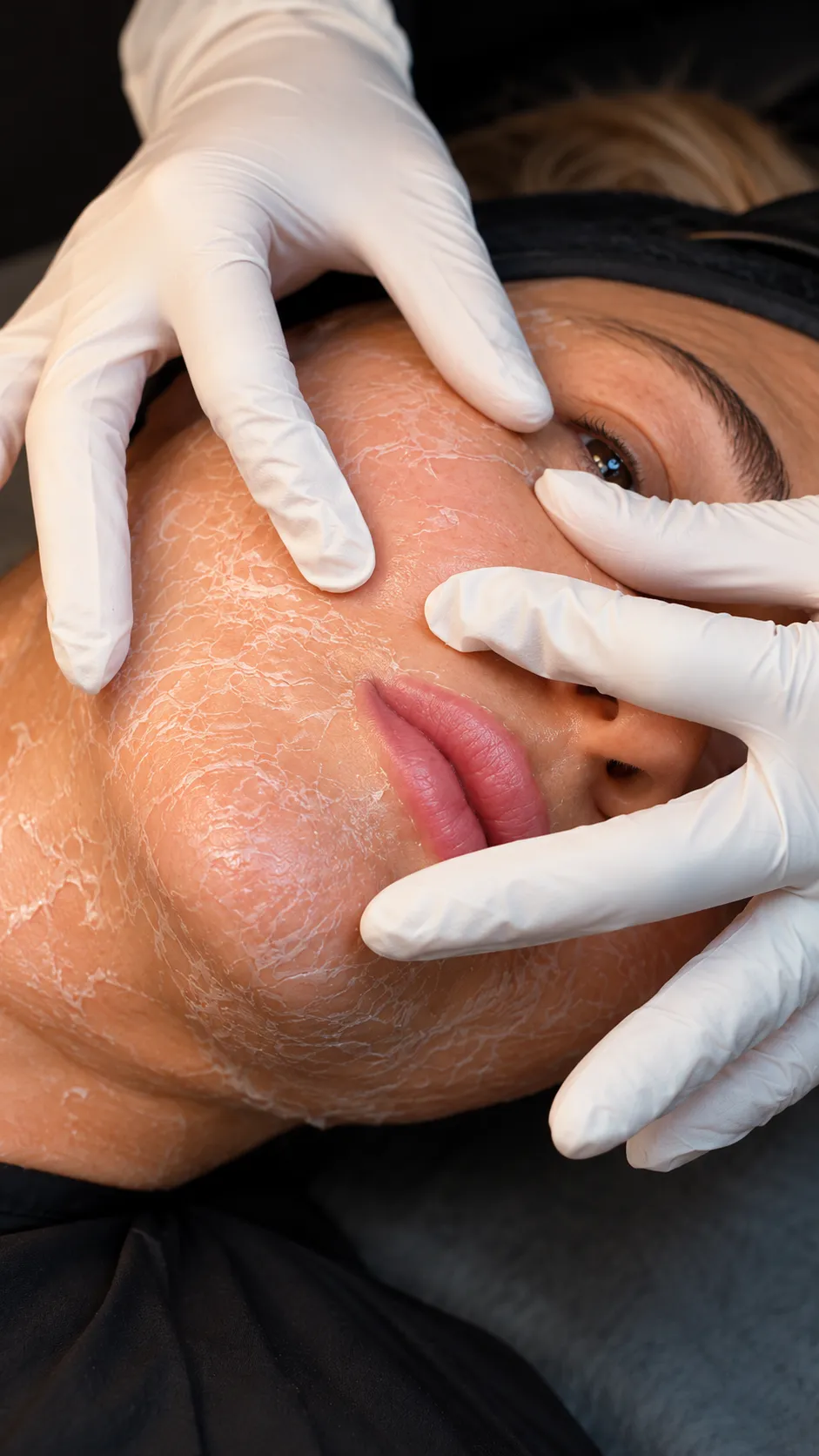 Aesthetic medical practitioner conducting a private, luxury skin consultation in a serene clinic suite