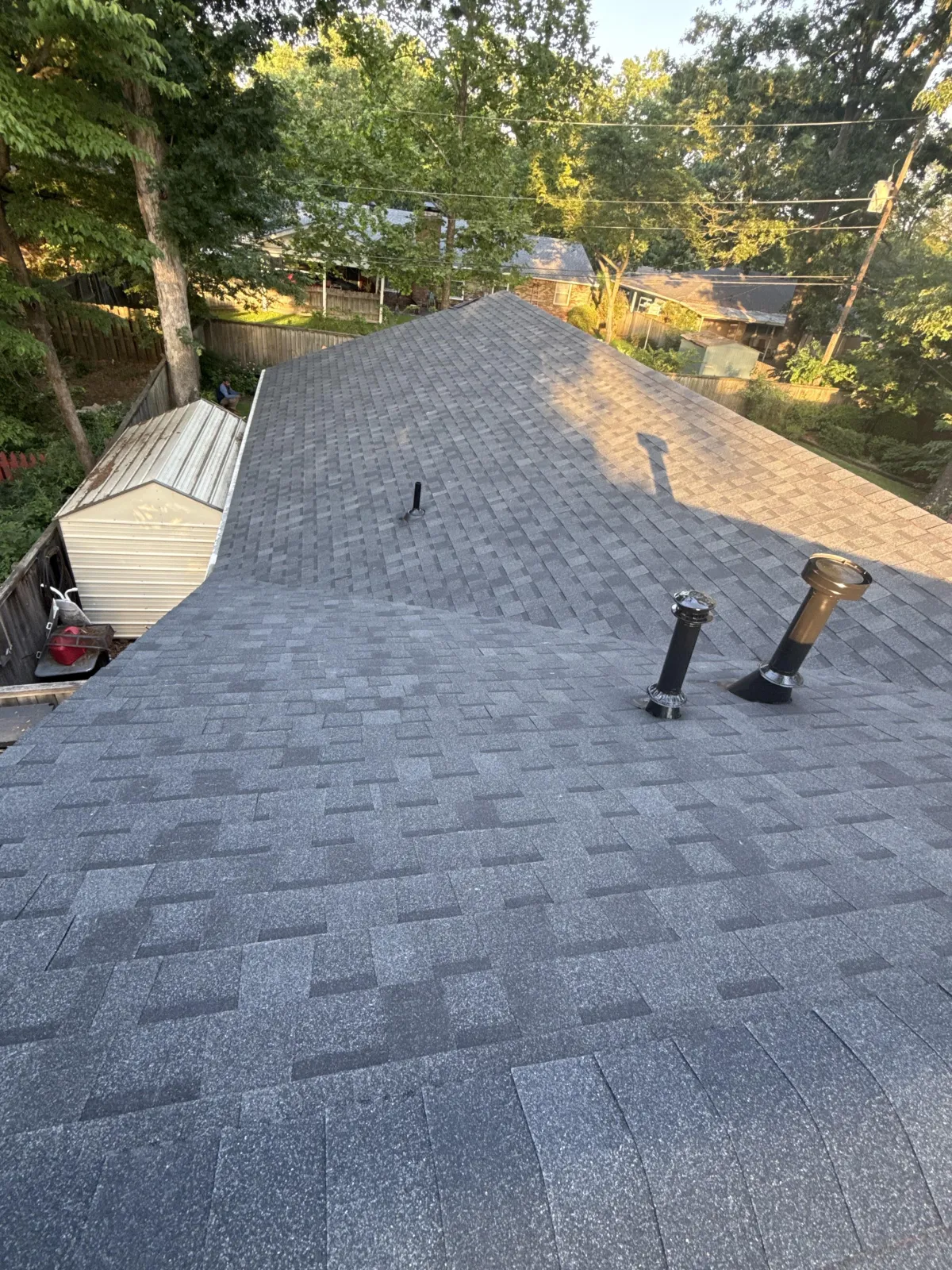 A roofing project that has been completed.