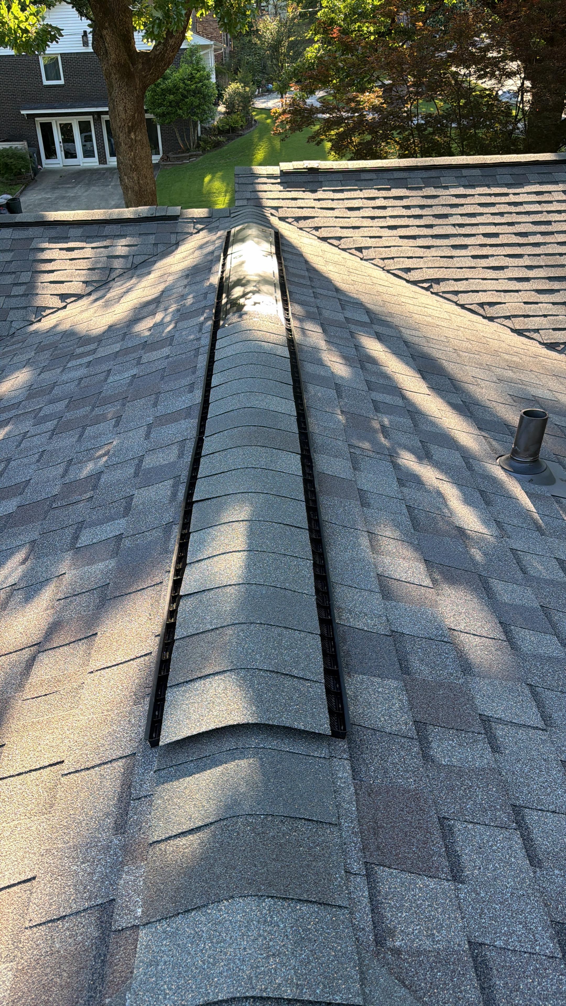 A roof that is almost finished being completed since it is just being maintained for now.