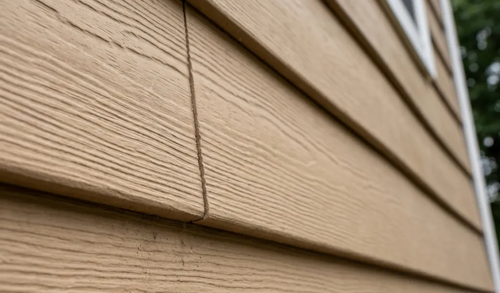 Tan siding from a house.