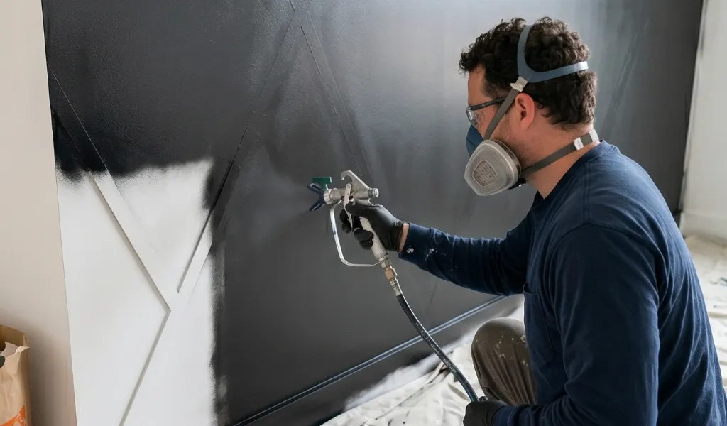 A man painting a wall inside a home.