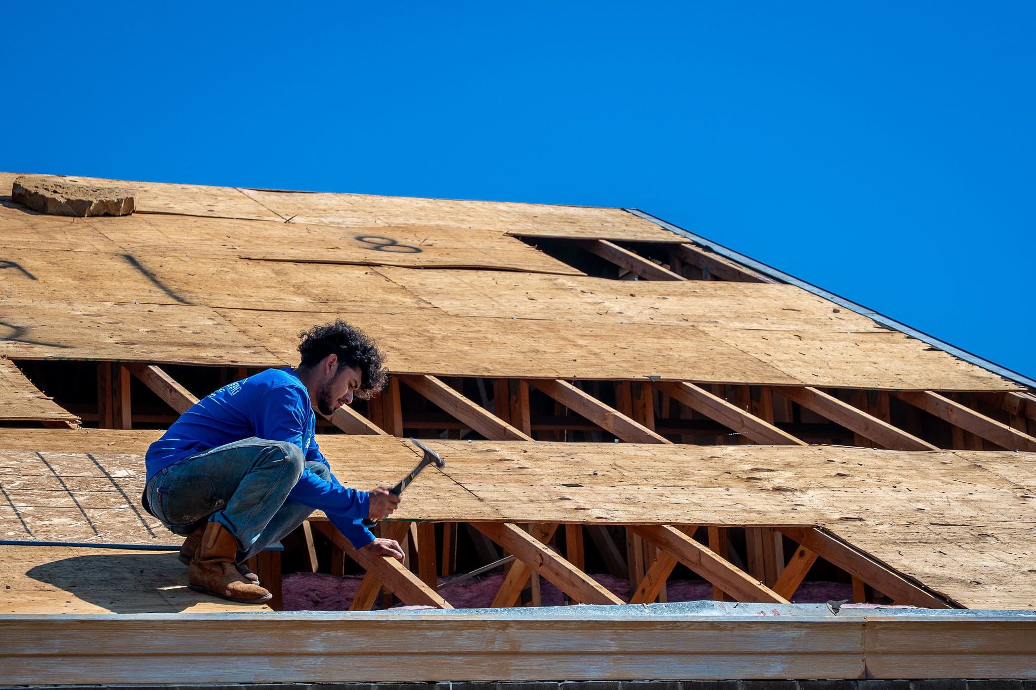 The beginning of a new roof for this home.