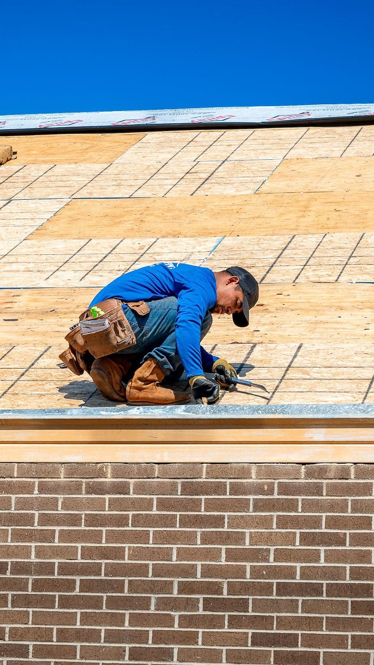 The image captures shingles installed correctly on a roof while the sun hits it.