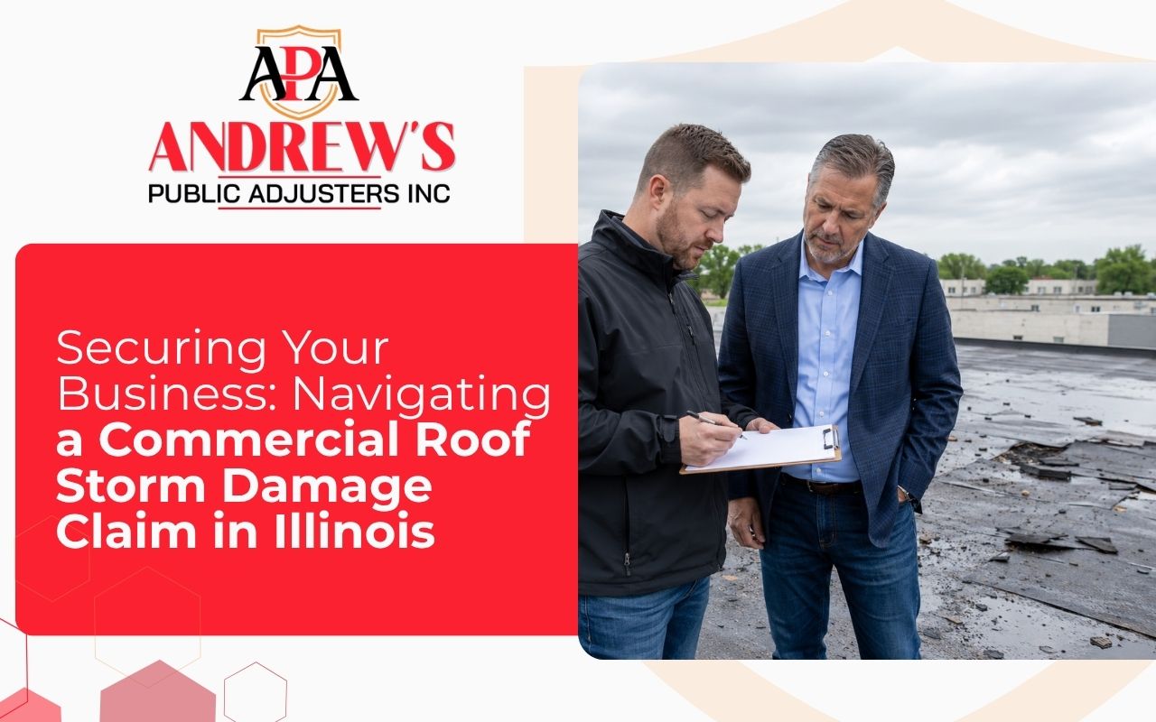 Commercial roof storm damage claim in Illinois for a business property