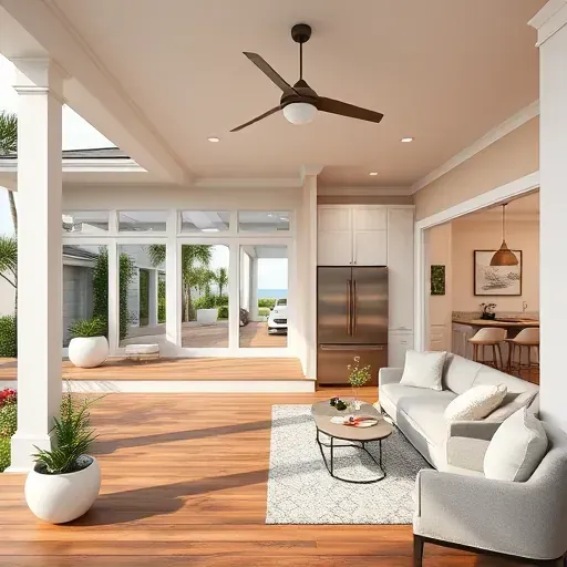 Completed home remodeling interior showcasing modern design elements in Jacksonville FL. Spacious and stylish.