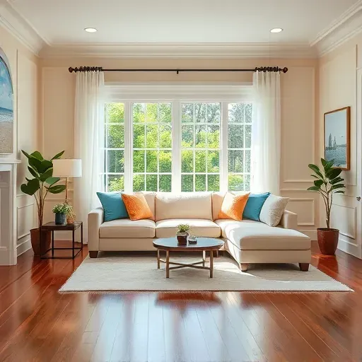 Home remodeling in Mayport FL features a coastal-inspired living room with neutral tones and elegant décor.