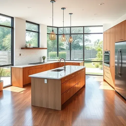 Modern renovated kitchen with quartz countertops, custom cabinetry, stainless steel appliances, and natural light in Jacksonville.