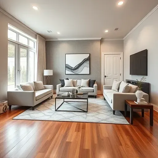 Modern living room in Baldwin, FL, featuring stylish furniture, polished hardwood, and inviting natural light.