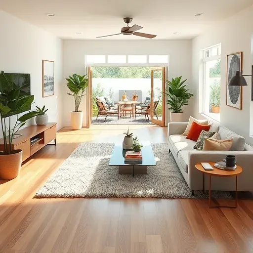 Bright, airy living room in Jacksonville, FL with modern decor, open-plan layout, and stylish furniture showcasing indoor plants.