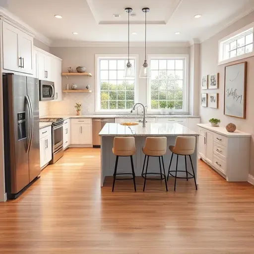 Renovated kitchen in Callahan FL features modern appliances, granite countertops, and elegant decor in serene setting.