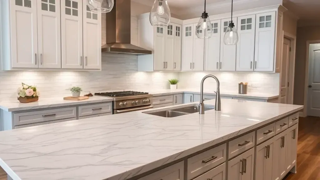Quartz countertops projects showcased in modern kitchens in Jacksonville, FL.