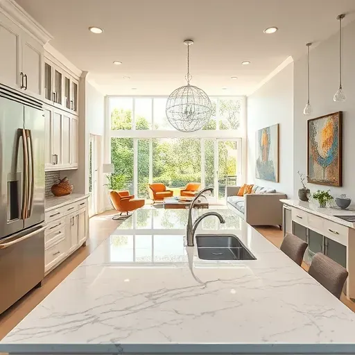 Modern kitchen remodeling in Ponte Vedra FL with sleek appliances, custom cabinetry, marble countertops, and natural light.
