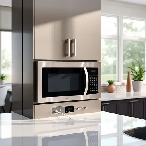 Finished microwave installation in modern Jacksonville kitchen with integrated design, natural light, and sleek decor