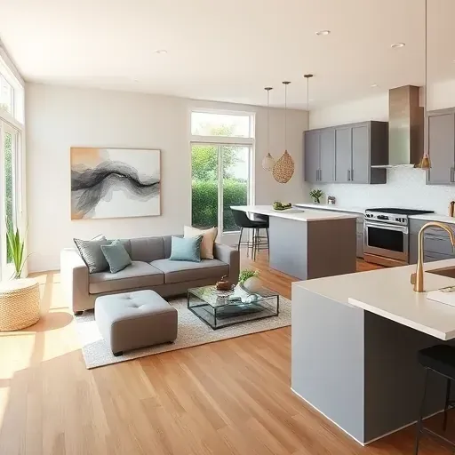 Elegant remodeled living room in Jacksonville, featuring open-concept layout, natural light, and modern decor.