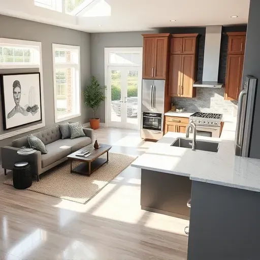 Beautifully remodeled kitchen in Doctors Inlet, FL with modern appliances, elegant cabinetry, and inviting living area.