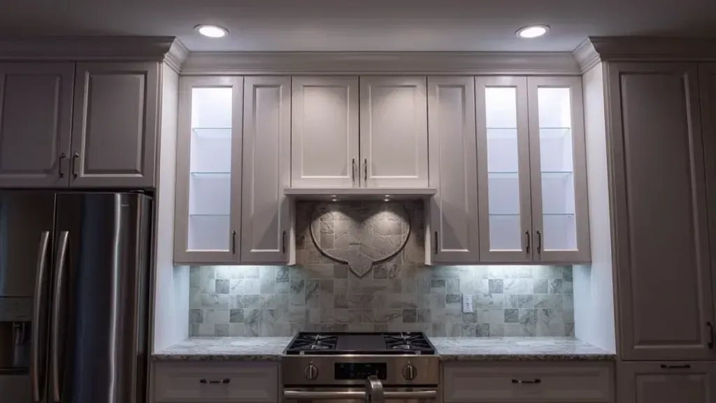 Under Cabinet Lighting Installation projects in Jacksonville FL showcasing modern kitchen designs and bright features.