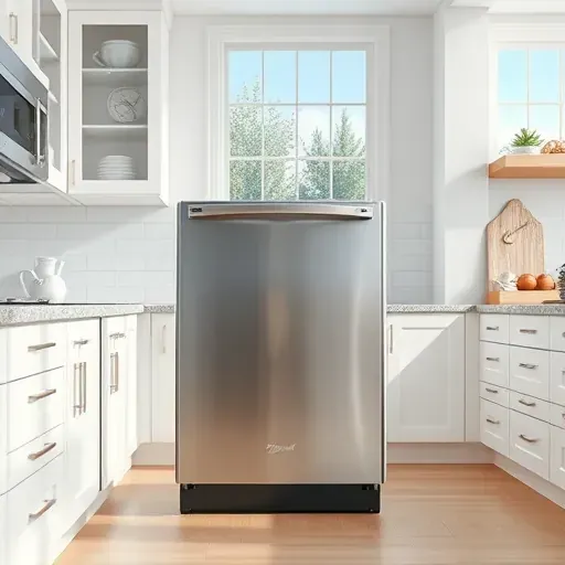Newly installed stainless steel dishwasher in a modern Jacksonville kitchen with granite countertops coastal accents and natural light