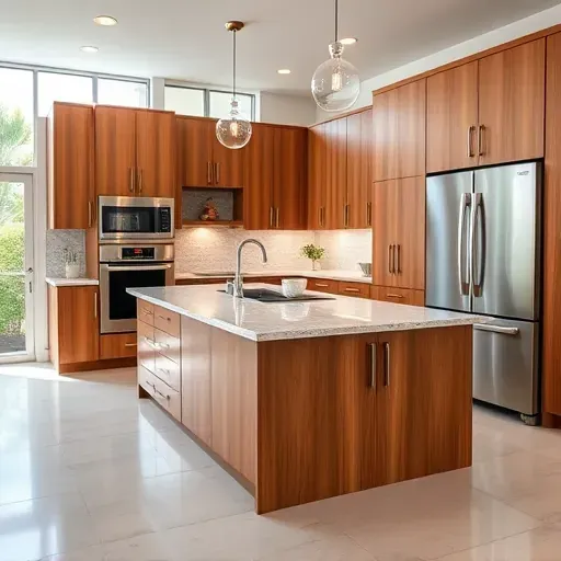 Modern remodeled kitchen in Jacksonville with sleek cabinetry, granite countertops, stainless steel appliances, and natural light.