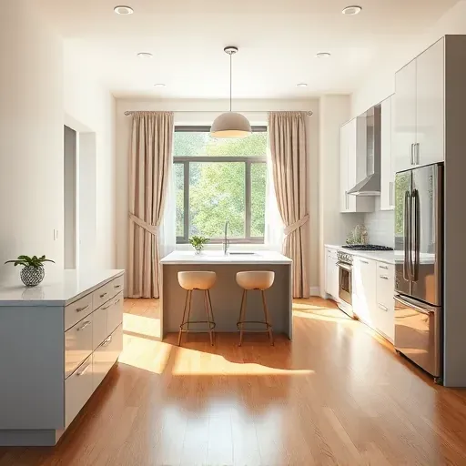 Remodeled kitchen with modern cabinetry, quartz countertops, stainless steel appliances, and natural light ambiance.