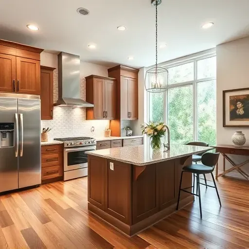 Renovated kitchen in Bryceville FL with modern cabinetry, stainless steel appliances, spacious island, and natural light.