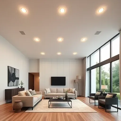 Modern Jacksonville living room with recessed lighting, textured ceiling, minimalist decor, hardwood floors, natural light, and stylish accents