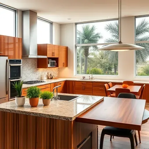 Modern kitchen in Switzerland FL with custom cabinetry, granite countertops, and natural light showcasing elegant decor.