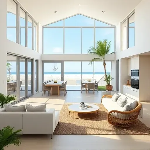 Renovated coastal home in Jacksonville Beach, featuring modern decor, large windows, and serene outdoor spaces.