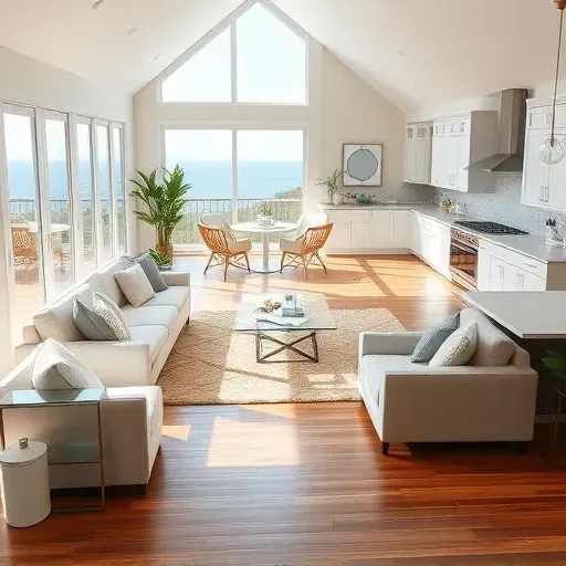 Elegantly remodeled living space in Mayport, FL with open layout, modern kitchen, and coastal views.