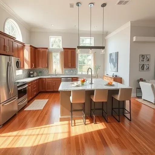 Modern kitchen remodel in Julington Creek FL with granite countertops, stainless appliances, and inviting island seating.