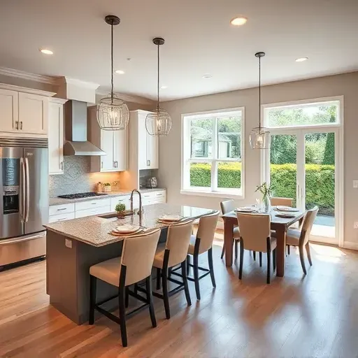 Stunning remodeled kitchen in Doctors Inlet, featuring granite countertops, stainless appliances, and stylish lighting.