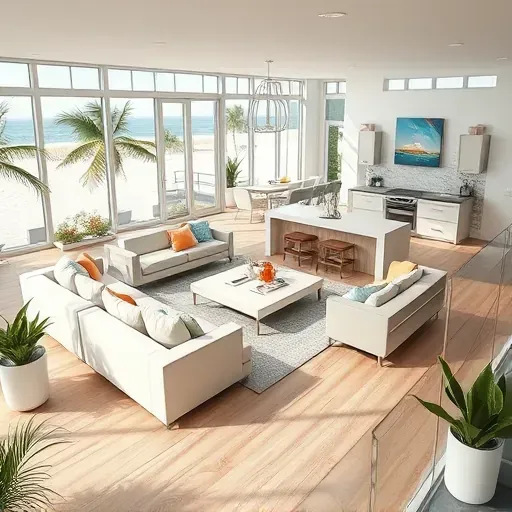 Completed home remodeling project in Jacksonville Beach, featuring modern coastal design and inviting open-concept living space.