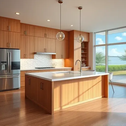 Recently remodeled kitchen in Jacksonville FL featuring quartz countertops, warm cabinetry, and stainless steel appliances.