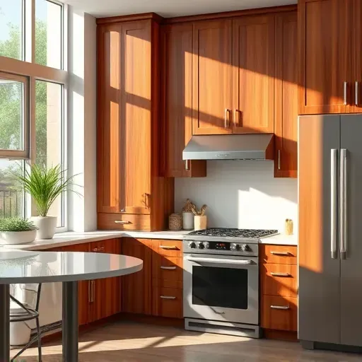 Beautiful freshly painted wooden cabinets in a modern Jacksonville kitchen with natural light, stainless steel appliances, and elegant countertops