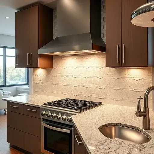 Close-up of a flawless ceramic tile backsplash in a modern Jacksonville kitchen with geometric patterns, grout lines, and sleek surfaces