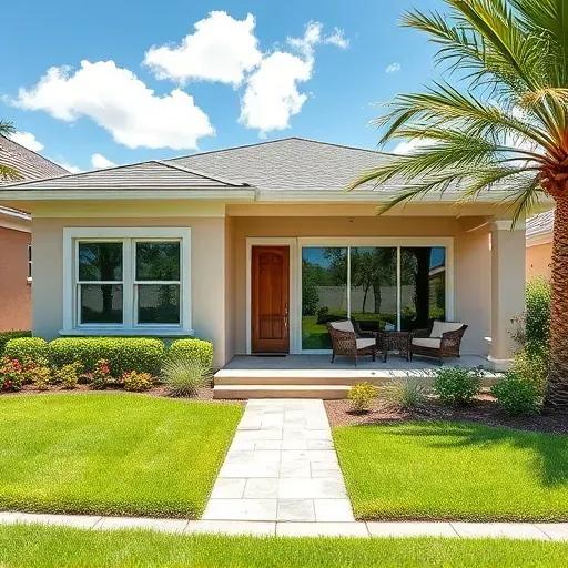 Stunning exterior of a contemporary single-family home in Penney Farms with landscaped yard and welcoming porch.